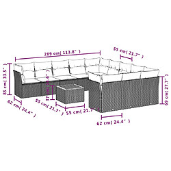 Avis Maison Chic Salon de jardin avec coussins 12 pcs | Ensemble de Table et chaises | Mobilier d'Extérieur gris résine tressée -GKD80117