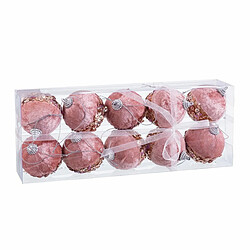 BigBuy Christmas Boules de Noël Rose Doré Polyfoam Tissu 6 x 6 x 6 cm (10 Unités)