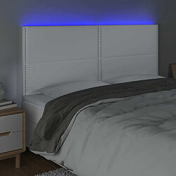 Avis Maison Chic Tête de lit scandinave à LED,meuble de chambre Blanc 160x5x118/128 cm Similicuir -MN25911