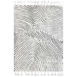 Thedecofactory GRAPHICA - Tapis effet relief motifs ondulations blanc noir 120x170