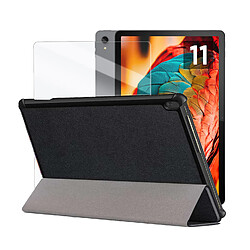 Etui en simili cuir + verre trempé pour Lenovo Tab P11 Plus ZA940124SE 11" - Noir - Visiodirect -