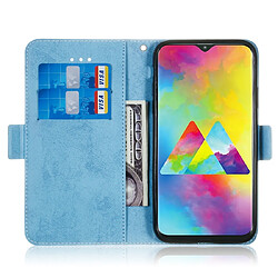 Wewoo Housse Coque Étui en cuir multifonctionnel avec rabat horizontal fente pour carte et support Galaxy M20 bleu ciel pas cher