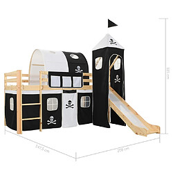 vidaXL Lit mezzanine d'enfants avec toboggan et échelle Pin 97x208 cm pas cher