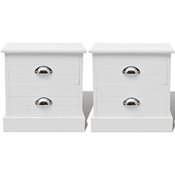 Avis Maison Chic Lot de 2 Tables de chevet,Table de nuit,Table d'appoint pour salon Blanc -MN29196