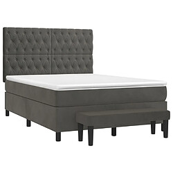 Avis Maison Chic Lit Adulte - Lit simple Lit à sommier tapissier et matelas moelleux - Meuble de Chambre - Gris foncé 140x200cm Velours -MN43658