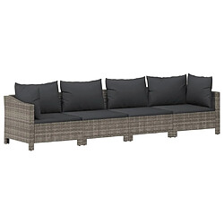 Maison Chic Salon de jardin 4 pcs + coussins - Mobilier/Meubles de jardin - Table et chaises d'extérieur Gris Résine tressée -MN42509