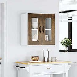 Avis vidaXL Armoire murale de cuisine avec porte en verre Kalmar chêne fumé