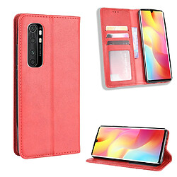 Etui en PU auto-absorbé rétro rouge pour votre Xiaomi Mi Note 10 Lite