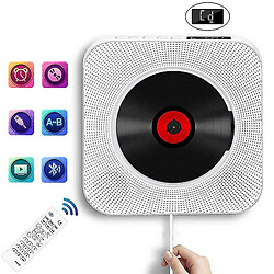 Universal Lecteur CD portable YH avec haut-parleur Bluetooth High Fidelity, haut-parleur audio avec télécommande (blanc)