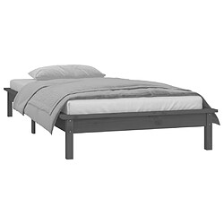 Acheter vidaXL Cadre de lit à LED sans matelas gris 100x200 cm bois massif