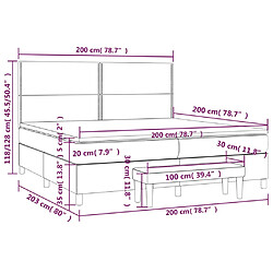 vidaXL Sommier à lattes de lit avec matelas Gris 200x200 cm Similicuir pas cher