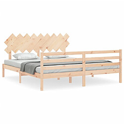 Maison Chic Lit super king - Cadre de lit avec tête de lit Contemporain pour adulte bois massif -MN10348