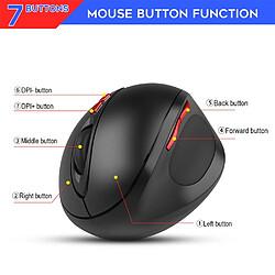 Acheter Souris sans fil verticale HXSJ T33 2,4 GHz 7 souris souris 2400DPI Souris ergonomique sans fil pour ordinateur portable PC (noir)