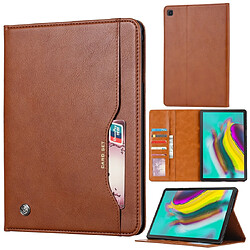 Wewoo Étui en cuir Flip à texture de peau horizontale pour Galaxy Tab A 8.0 2019 T290 / T295avec cadre photoporte-cartesemplacements cartes et porte-monnaie Marron