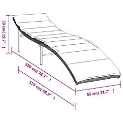 vidaXL Chaises longues lot de 2 et coussins gris clair résine tressée pas cher