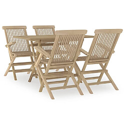 Maison Chic Salon de jardin 5 pcs - Table et chaises d'extérieur - Mobilier/Meubles de jardin Moderne gris bois de teck massif -MN80460