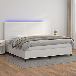 vidaXL Sommier à lattes de lit avec matelas et LED Blanc 200x200 cm