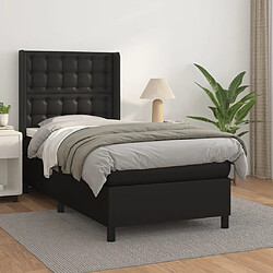 Maison Chic Lit Adulte - Lit simple Lit à sommier tapissier avec matelas moelleux - Meuble de Chambre - Noir 90x200 cm Similicuir -MN32832