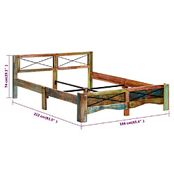 vidaXL Cadre de lit bois de récupération massif 160x200 cm pas cher