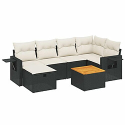 Maison Chic Ensemble Tables et chaises d'extérieur 7pcs avec coussins,Salon de jardin noir résine tressée -GKD429840