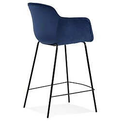 Acheter Alterego Tabouret snack mi-hauteur 'LARISSA MINI' en velours bleu