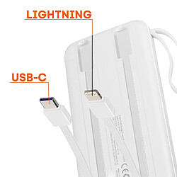 LinQ Batterie de Secours 10000 mAh avec Câbles Lightning et USB type C Blanc pas cher