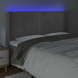 Avis Maison Chic Tête de lit moderne à LED lumineuse pour chambre - Décoration de lit Gris clair 163x16x118/128 cm Velours -MN90139