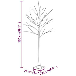 vidaXL Bouleau blanc à LED 72 LED Blanc chaud 150 cm pas cher