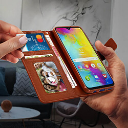 Avizar Housse Samsung Galaxy M20 Étui Porte carte Support Vidéo marron pas cher