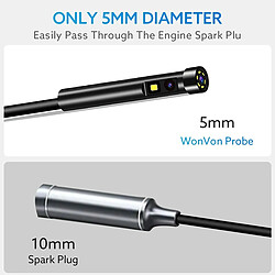 Acheter Endoscope à double objectif 1080p, endoscope avec écran IPS de 5", caméra d'inspection ultra-fine de 5 mm avec 7 lumières LED, carte de 32 Go, batterie de 3500 mAh, caméra serpent avec câble étanche de 16,5 pieds, étui rigide portable