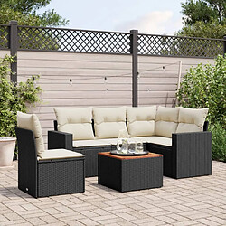 vidaXL Salon de jardin 6 pcs avec coussins noir résine tressée