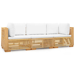 vidaXL Salon de jardin 3 pcs avec coussins Bois de teck solide