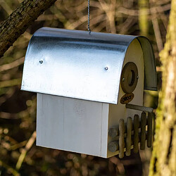 Acheter dobar Nichoir à oiseaux Ivory avec toit arrondi en zinc blanc/argenté