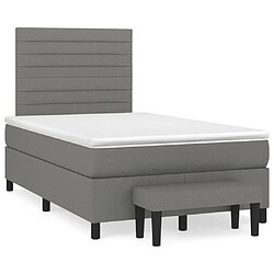 Maison Chic Lit adulte- Lit + matelas,Sommier à lattes de lit avec matelas gris foncé 120x190cm tissu -GKD40426