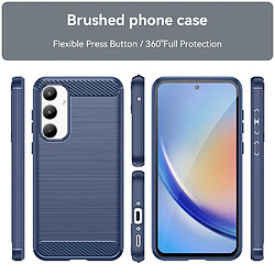 Htdmobiles Coque pour Samsung Galaxy A35 5G - housse etui silicone gel carbone + film ecran - BLEU FONCE