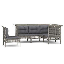 Maison Chic Salon de jardin 5 pcs + coussins - Mobilier/Meubles de jardin - Table et chaises d'extérieur Gris Résine tressée -MN18322