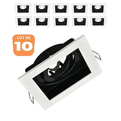 BRAYTRON Lot de 10 Supports de spots Beta R4 carré blanc/noir MR16 GU10/GU5.3