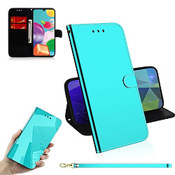 Etui en PU surface semblable à un miroir avec support cyan pour votre Samsung Galaxy A41