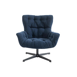 Vente-Unique Fauteuil pivotant en tissu bleu nuit OPHELIE