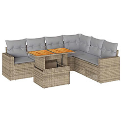 vidaXL Salon de jardin avec coussins 7 pcs beige résine tressée