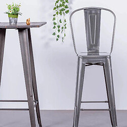 Nest Dream Tabouret industriel en acier métallisé avec dossier haut (76cm) - Bistro