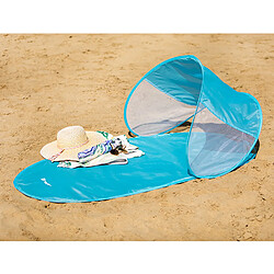 TRACER Tapis de plage avec protection solaire Couverture de plage Couverture de pique-nique Taud de soleil 145 x 70 cm Outdoor Couverture Imperméable Rapidement Pliable Portable Bleu