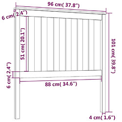 Acheter vidaXL Tête de lit Noir 96x6x101 cm Bois massif de pin