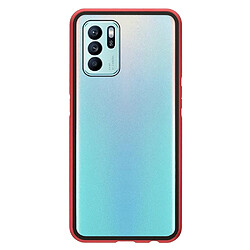 Coque en métal absorption magnétique, double face, rouge pour votre Oppo Reno6 Z