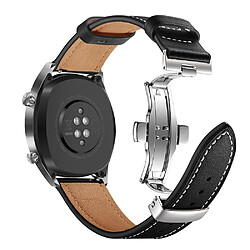 Bracelet en cuir véritable haute qualité Noir argent pour votre Huawei Watch GT/Watch 2/Watch Magic