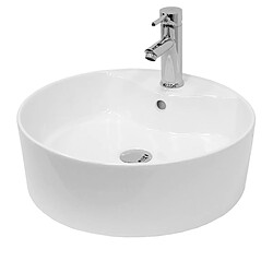 Ecd Germany Lavabo salle de bain rond céramique blanc garniture de vidange Ø 460x460x155 mm