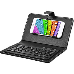 Clavier Bluetooth sans fil pour téléphone, mini clavier Bluetooth portable avec étui de protection clavier pliable pour largeur de 6 téléphones portables Bluetooth de 9,5 cm (noir)