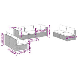 vidaXL Salon de jardin 7 pcs avec coussins Résine tressée Marron pas cher