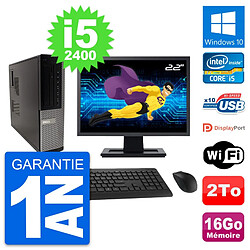 PC Dell 990 DT Ecran 22" Intel i5-2400 RAM 16Go Disque Dur 2To Windows 10 Wifi - Occasion