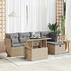 vidaXL Salon de jardin avec coussins 6 pcs beige résine tressée